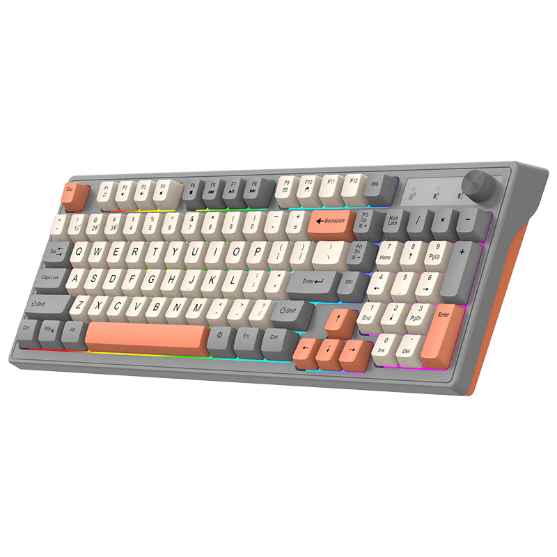 マムシK98ブルートゥース無線二重モード発光キーボード機械手触りデスクトップパソコンのノートパソコンのオフィスビジネス|undefined