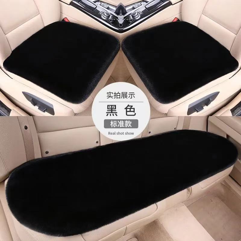 Five-piece set of winter-proof, faux rabbit fur car seat cushions, designed to keep you warm, with a non-shedding, universal fit for all car seats