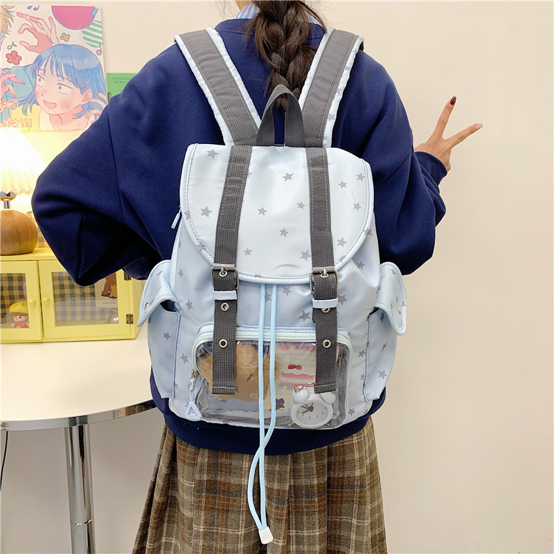 Korean Version Niche Ins Star Backpack for Class Commuting Middle and High School Students Versatile Casual Backpack