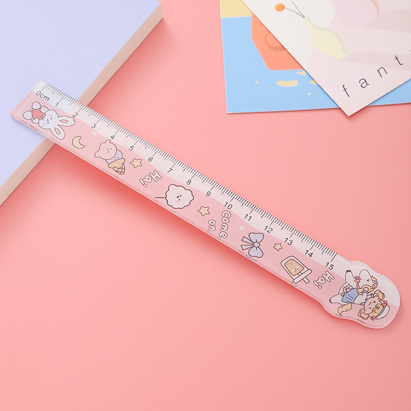 Regla recta de dibujos animados creativos de 15cm regla de plástico de forma especial para estudiantes con papelería multifuncional encantadora premios para niños al por mayor
