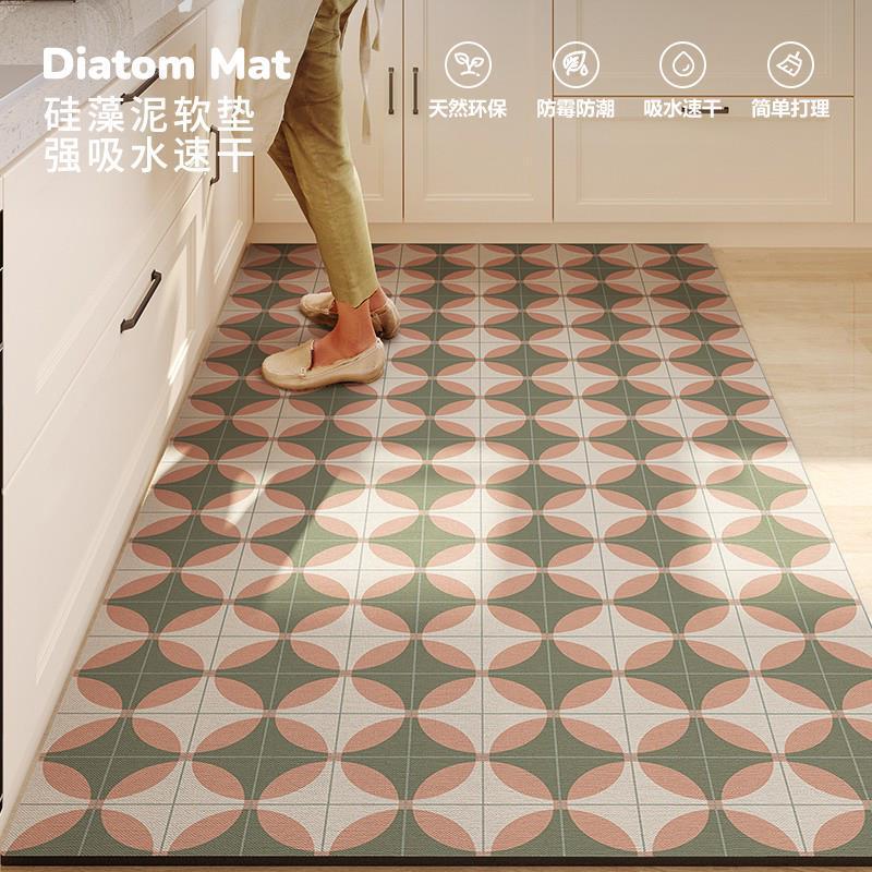 Kitchen special diatom mud soft mat floor mat water absorption oil absorption non-slip foot mat waterproof oil free cleaning door carpet