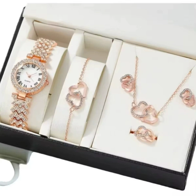 Casual Bracelet and Quartz Watch Set, Fashion Jewelry, Multiple Colors, 23.5 cm