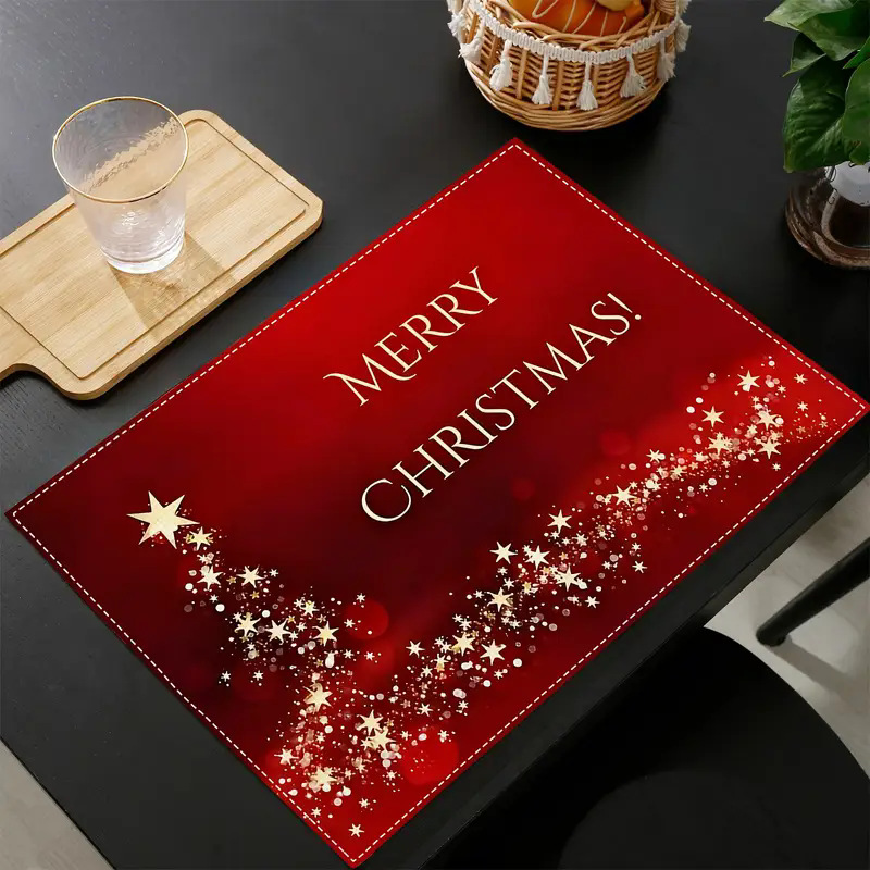 Transfronterizos lino almohadilla de mesa Aliexpress TEMU Amazon almohadilla de mesa cuadrada búfalo rojo almohadilla de Navidad Día de la Independencia