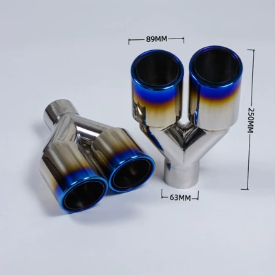 divided into left and right dual – Exhaust pipe - 02-52006l-89mm-double-lip-blue-coated-priced-per-piece-left-and-right