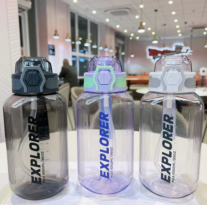 Yitong deportivo de gran capacidad letras de paja taza de plástico acondicionamiento físico al aire libre taza de agua de estudiantes taza portátil calibración hervidor de agua