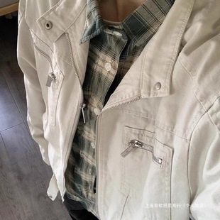 Cross-border Washed Canvas Denim Jacket Men's Spring and Autumn American Style Retro Couple Loose Vertical Collar Tooling