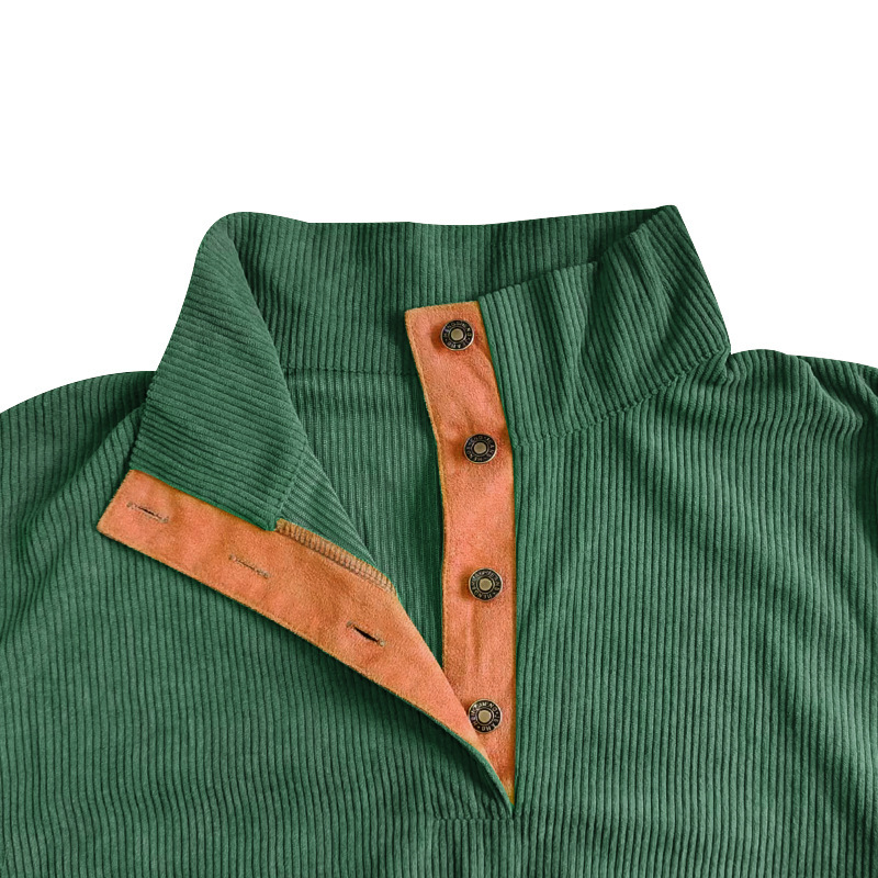 Herren Cord-sweatshirt Mit Stehkragen Und Langen Ärmeln_voghion.com