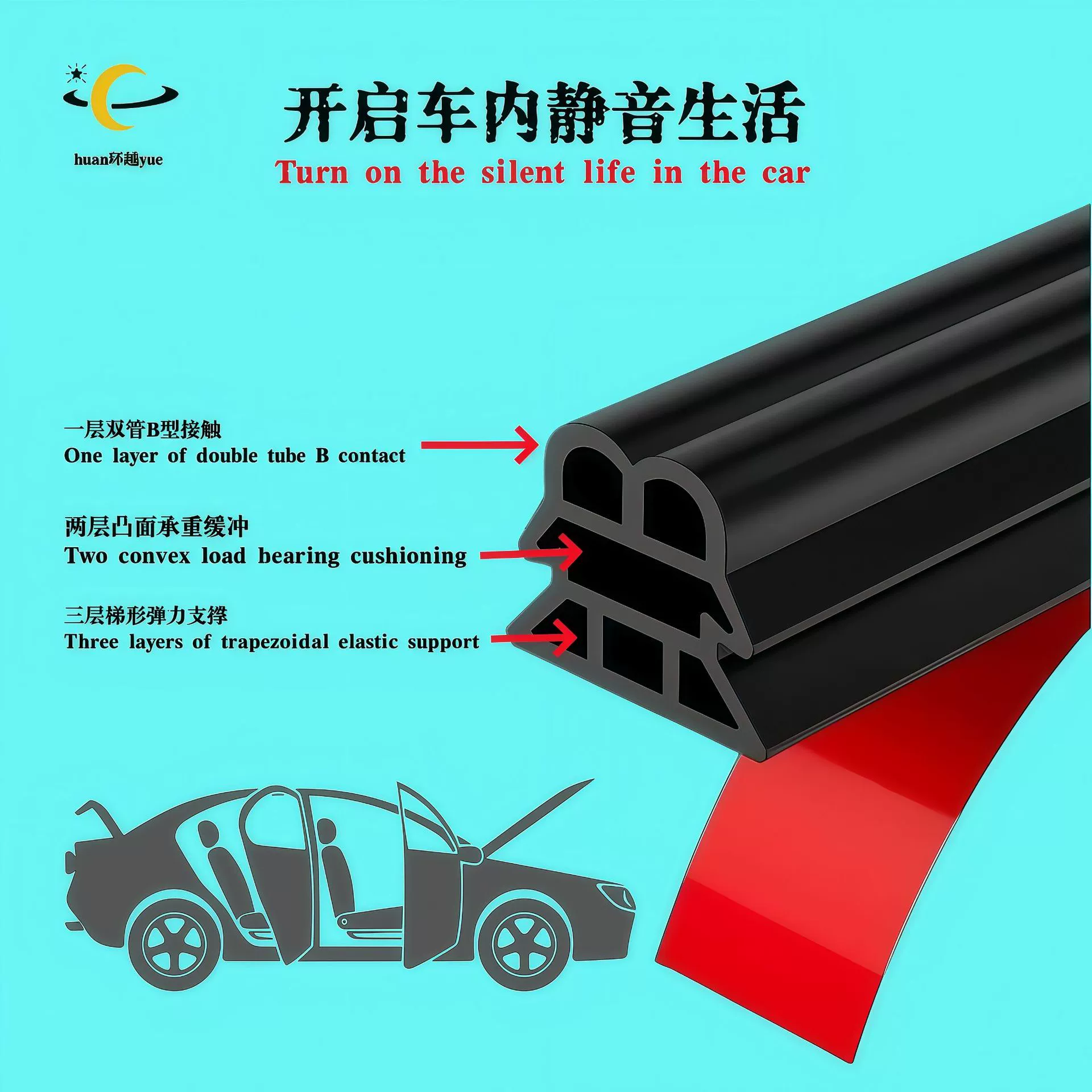 Уплотнительная лента для автомобиля десятого поколения, трехслойная, утолщенная, звукоизоляционная, для дверей, пылезащитная и шумопоглощающая, самоклеящаяся, бесшумное обновление.