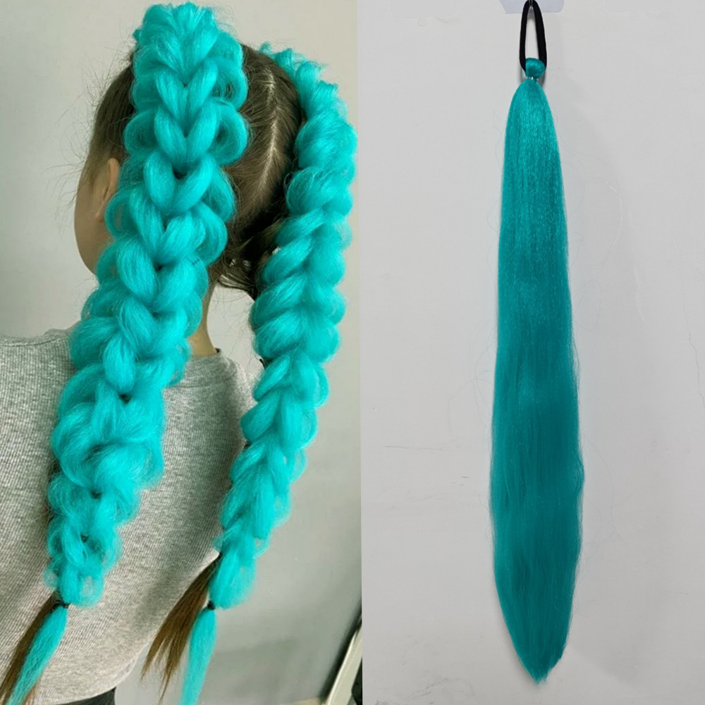 Fábrica de niñas elásticas pelucas de cola de caballo trenzas de boxeo trenzas de cuerda elástica de color trenzas de caballo para niños pelucas de cola de caballo