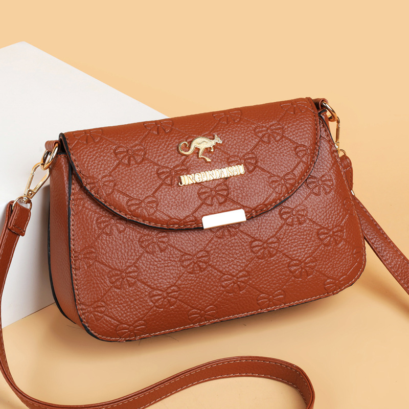 New 2024 Crossbody Soft Leather Texture One Shoulder Small Square Middle aged Women's Mom Bag Embossed_voghion.com