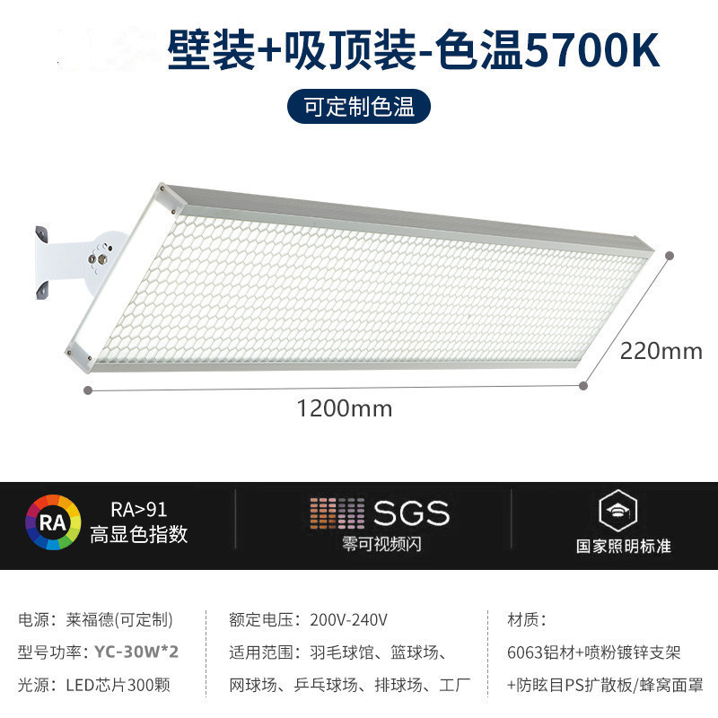 LED anti-deslumbramiento indoor campo de bádminton lámpara especial de tenis béisbol voleibol lámpara de luz deportiva sin sombra