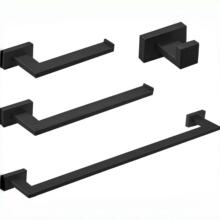 跨境 304不锈钢毛巾架套装方形毛巾杆卫生间纸巾架卫浴五金挂件