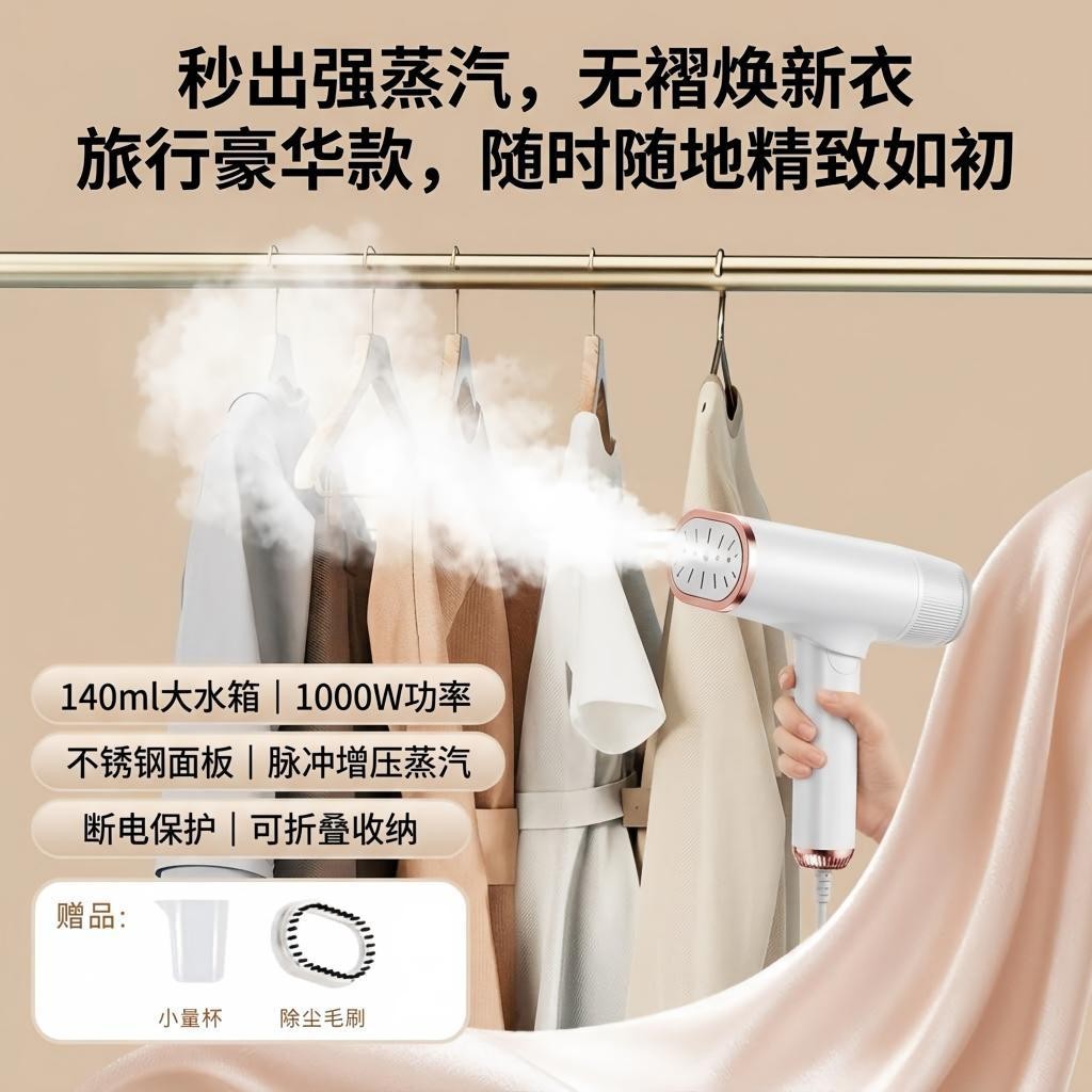 家用手持折叠挂烫机1000W大功率除皱便携蒸汽电熨斗现货批发跨境