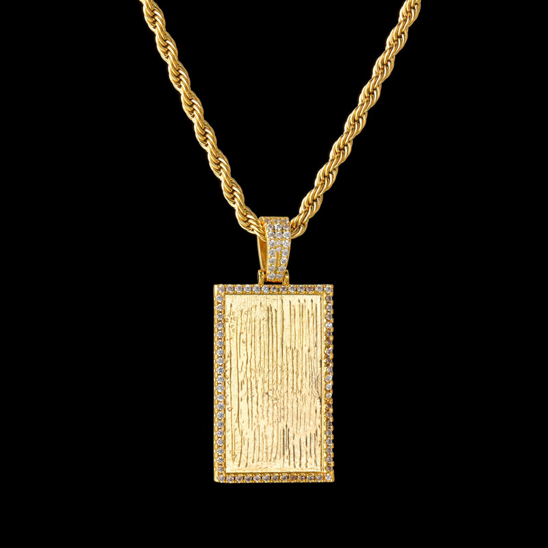 Großhandel Schmuckrechteckige Marke Anhänger Kupfer Halskette Nihaojewelry display picture 6