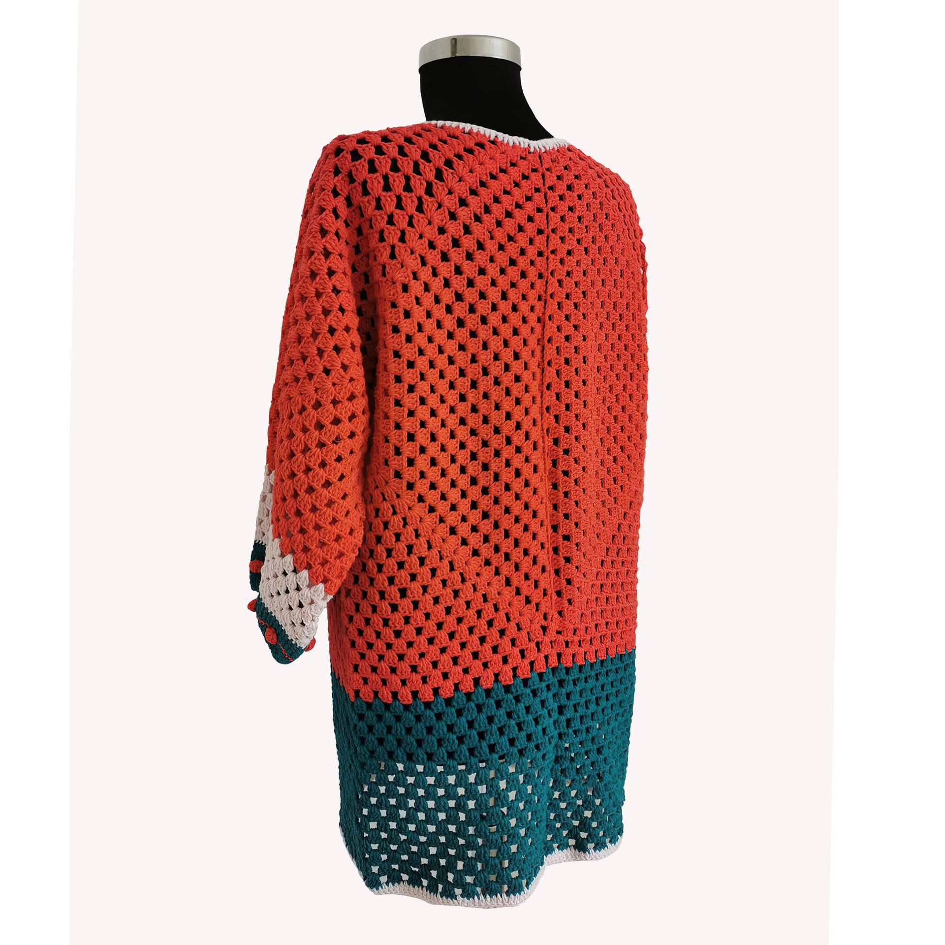 YUNWENY手钩外套钩编开衫毛衣女装外套宽松手工针织衫加工定制