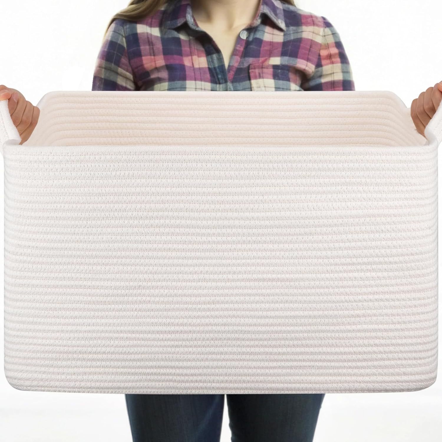 Fábrica directa gran tela de algodón trenzada canasta de ropa sucia canasta de almacenamiento de juguetes armario de dormitorio canasta de almacenamiento plegable