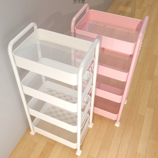 Trolley Storage Rack Kitchen Floor-Standing Multi-Layer Snacks Baby Bedroom Bathroom Mobile Storage Storage Rack Toys