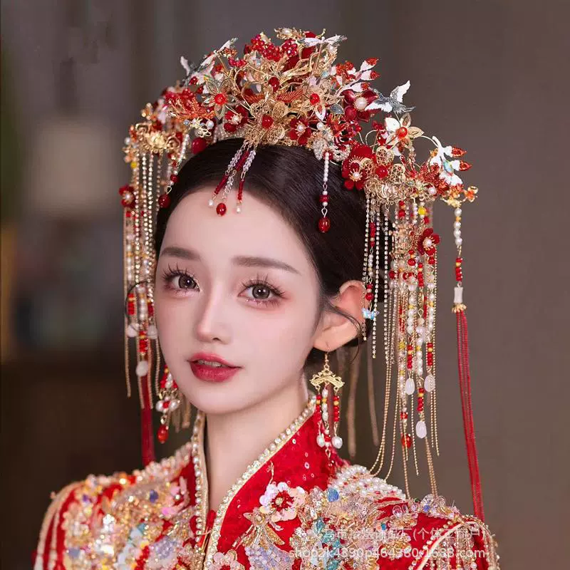 明制汉服婚服新娘凤冠头饰新款新中式结婚发饰大气奢华高端饰品