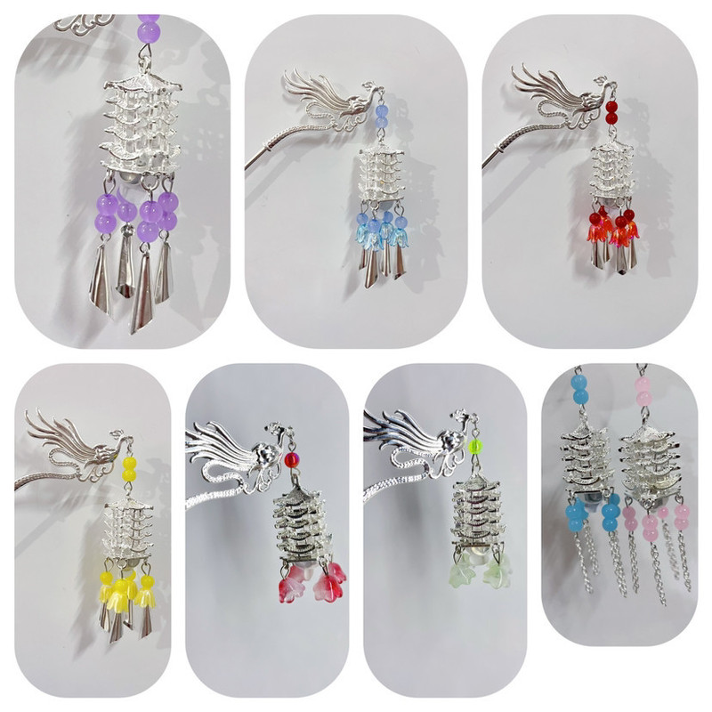 Luminous Palace Lantern Yellow Crane Tower Hairpin Advanced Sense Luminous Hairpin Women's Antique Headwear Hanfu Hairpin Scenic Spots Hot Sale