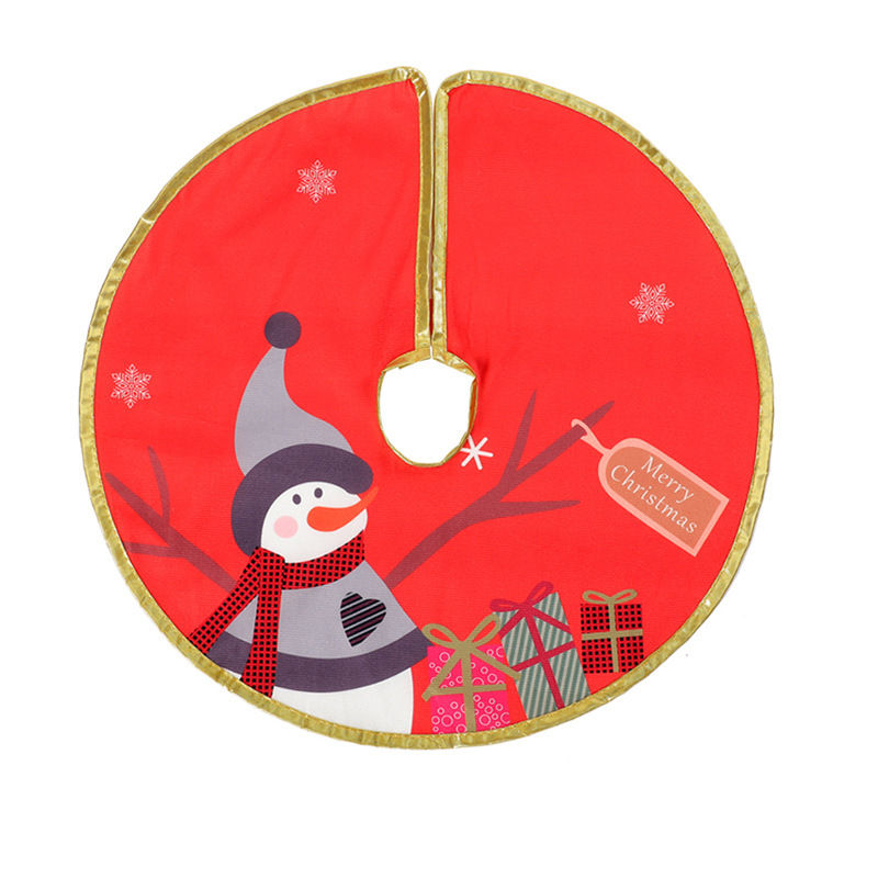クロスボーダークリスマスプリントツリースカートクリスマスホリデーデコレーションクリスマスツリーエプロン雪だるまパターンプリントツリースカート卸売|undefined