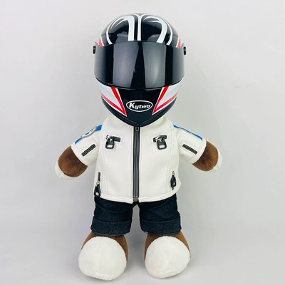 Motorcycle Travel Partner 28cm Plush Motosiklet dəbilqələri - 28cm-white-bear-five-star-eyes-s-size-includes-helmet-buckle