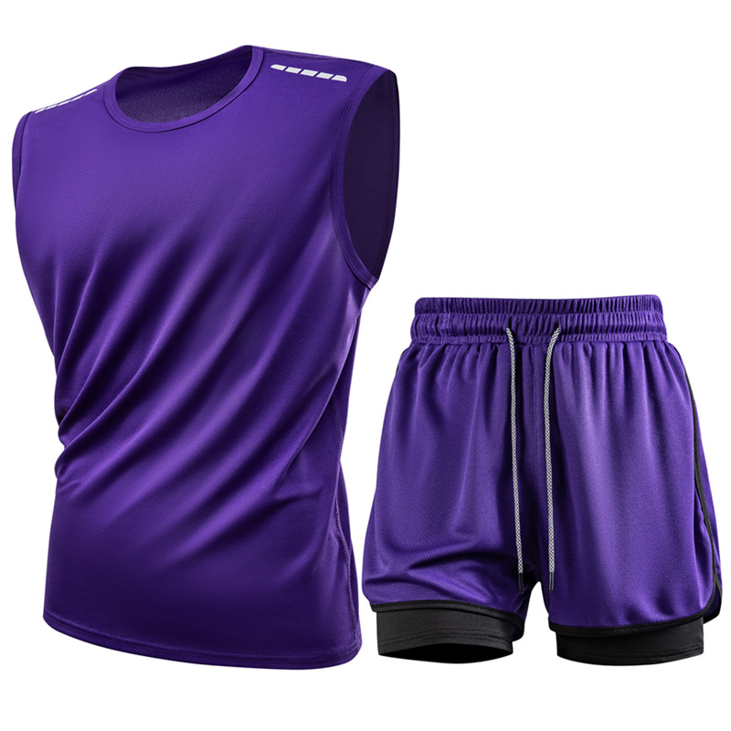 Trajes deportivos casuales transfronterizos de verano chaleco grande hombre falso de dos pantalones cortos deportivos sueltos trajes de tamaño europeo image 5