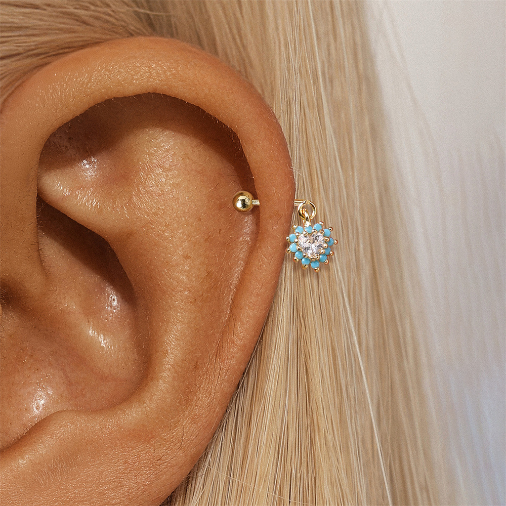 1 Piece Ear Cartilage Rings & Studs Elegant Simple Style Heart Shape Snowflake 925 Sterling Silver Zircon Ear Cartilage Rings & Studs display picture 6