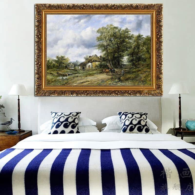 European Landscape Oil Painting, Light Luxury Decorative Painting, Living Room, Dining Room, Entrance Hall Hanging Painting, American Corridor Aisle Framed Painting