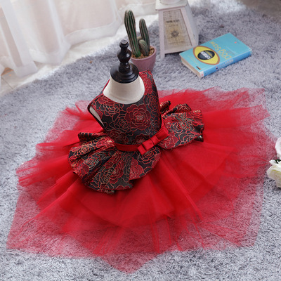 欧美婴幼儿童礼服 女童公主蓬蓬网纱裙周岁宝宝洗礼服baby dress|ms