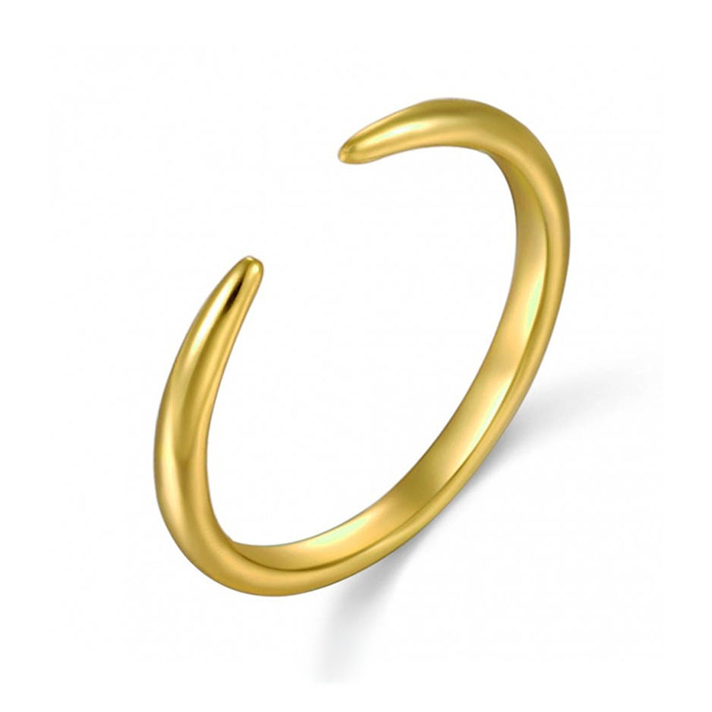 Foreign Trade 18k Gold Copper Ring Simple Fashion Smooth Thin Tail Joint Open Ring display picture 1