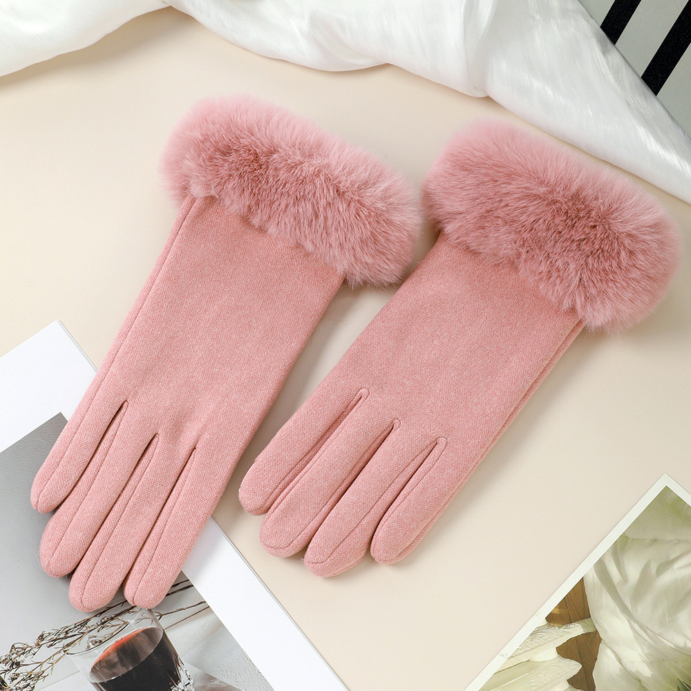 Guantes cálidos para mujeres, guantes anti-viento y anti-frio para conducir al aire libre, guantes anti-deslizante para pantalla táctil de otoño y invierno