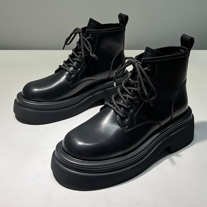 Thick soled Martin men's 2024 new autumn/winter ins British style black short boots 5011-Q_voghion.com