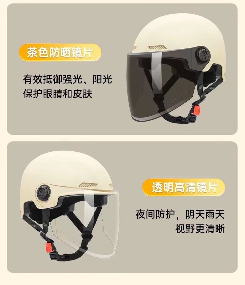 3C National Standard Certified Electric Scooter Helmet for Women, Summer Sun Protection Safety Helmet for Men, Motorcycle Riding Four-Season Half Helmet