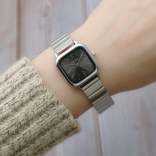 Literary square mesh belt quartz watch stainless steel belt fashionable girls watch forest square watch ladies watch