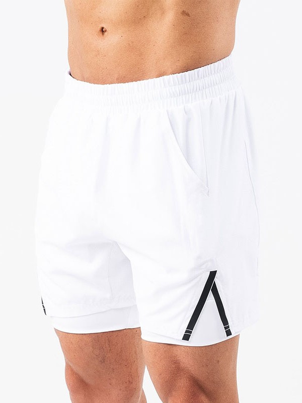 Crazy Muscle Two-in - One Pantalones cortos deportivos para hombres entrenamiento de correr acondicionamiento físico rápido secado pantalones deportivos de cuadrados pequeños para hombres verano