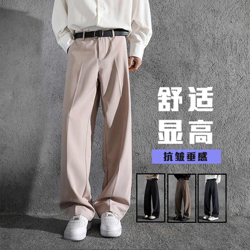 Nuevos pantalones negros rectos y sueltos para niños sensación de colgar primavera y otoño pantalones casuales pantalones de traje de cintura alta estadounidenses image 4