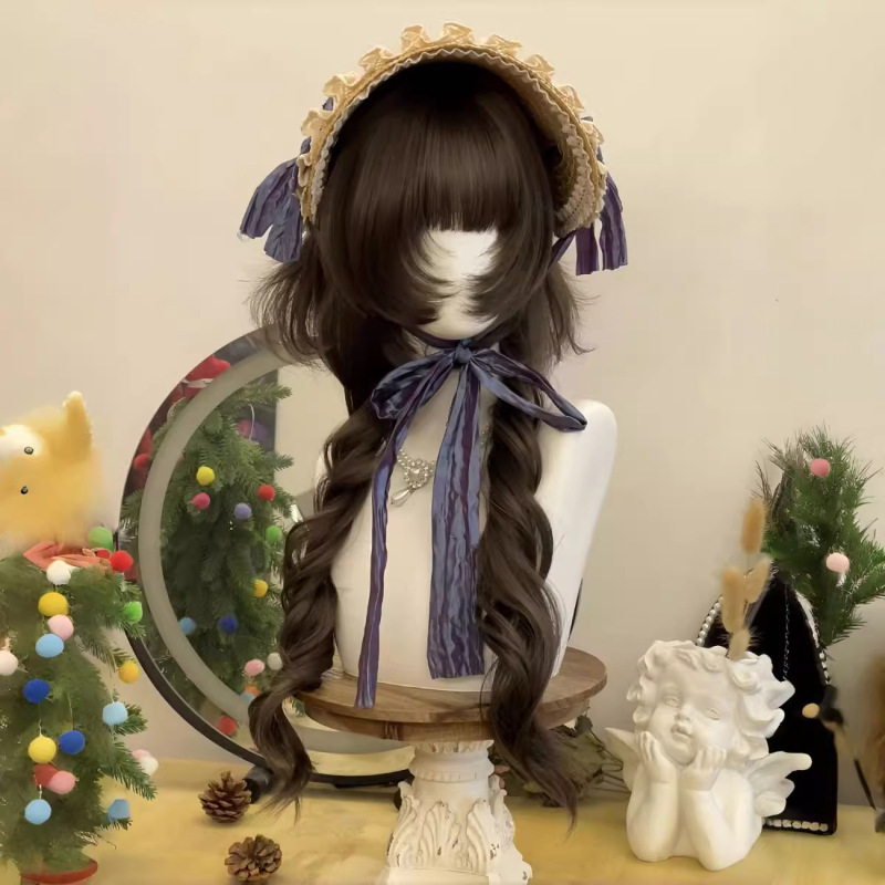 假发女日系古早感水母头长卷发甜美日常修颜Lolita罗马卷全头套|undefined