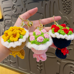 手工钩织diy小饰品国庆节手捧花钥匙扣挂件创意小礼品包挂饰批发