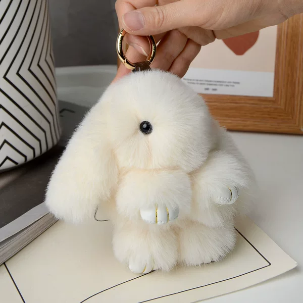 Cute Plush Rabbit Pendant Bag Charm Plush Accessory Imitation Rabbit Fur Keychain Car Decoration