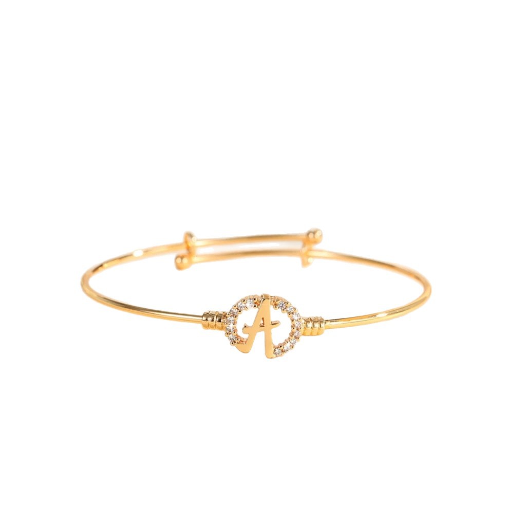 26 letras de moda de comercio electrónico transfronterizo brazalete de diamantes de alta calidad diseño de textura bucle ajustable joyería