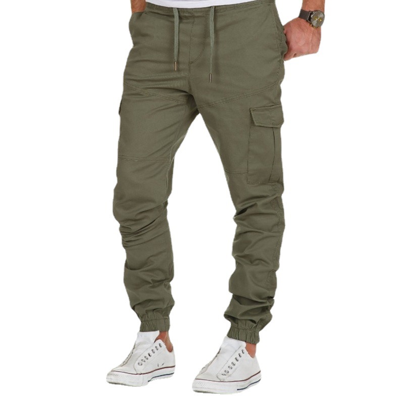 Workwear multi pocket long pants for men's woven casual sports leggings_voghion.com