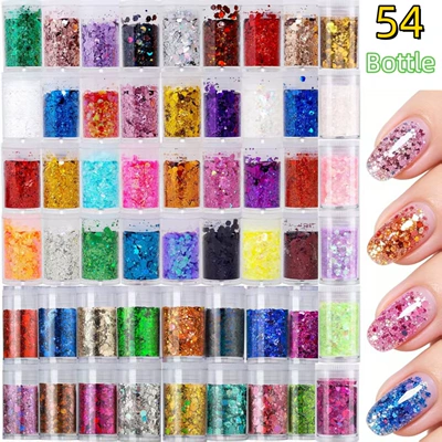 Dırnaq bəzəkləri Sequins, Mixed Wholesale - 54-color-mix-5g-bottle