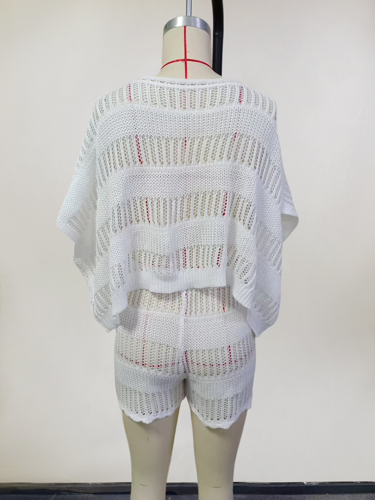 Women's Sexy Knitted Beach Bikini Cover Up Set Solid Sun Protection_voghion.com