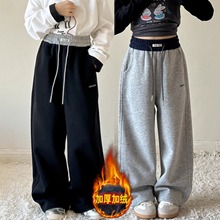 女童韩版洋气休闲裤子2025秋冬季新款中大儿童加绒运动卫裤长裤子