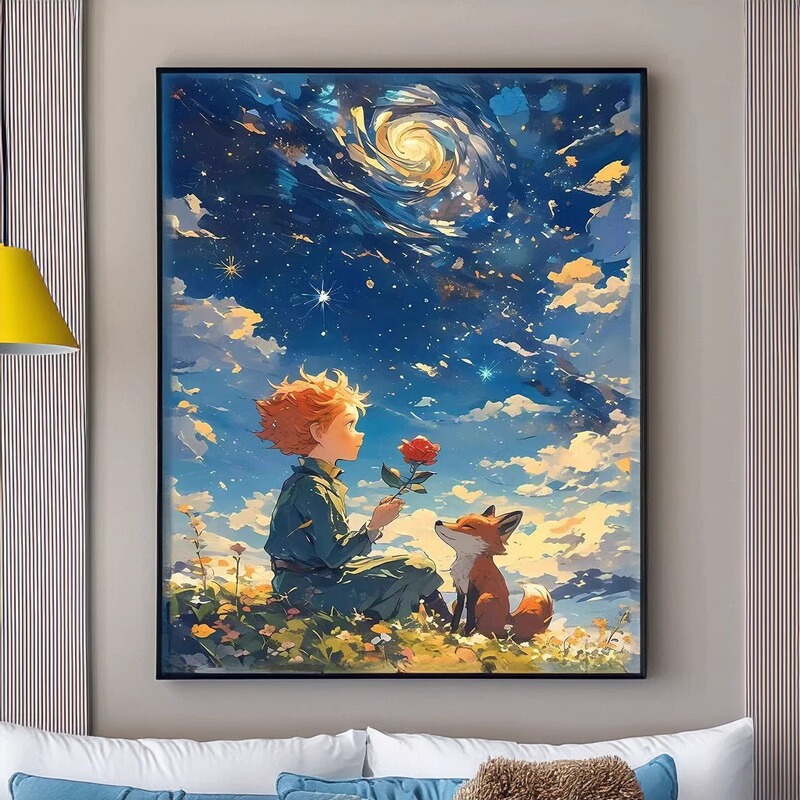 Little Prince Healing Cartoon Decorative Painting Children's Living Room Bedroom Hanging Painting Boy's Room Wall Desktop Hanging Painting