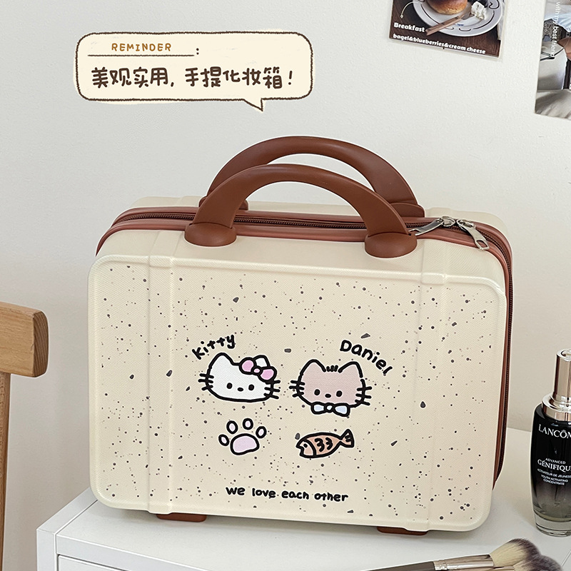 Caja de maquillaje original lindo gatito, corazón de la niña, nuevo tipo de bolsa de maquillaje portátil de gran capacidad, caja de almacenamiento, bolsa de lavado de viaje