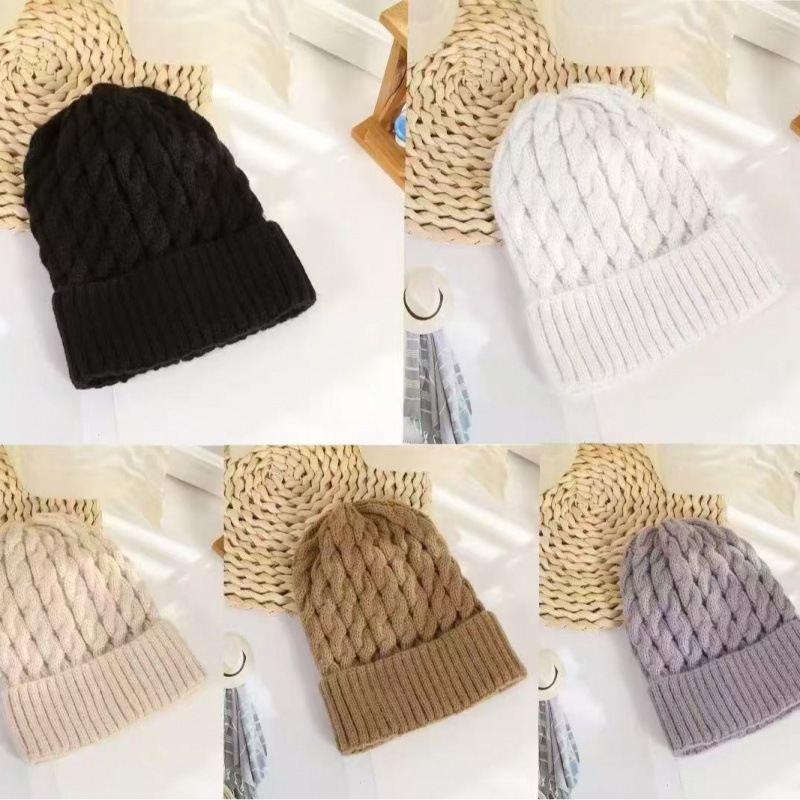 Korean-Style Knitted Wool Hat for Autumn, Makes the Face Look Smaller, Suitable for Large Head Circumference, Fashionable, Thick, Coarse Cable Knit, Cold-Proof, Warm, Ear-Protecting, Women's Winter Hat