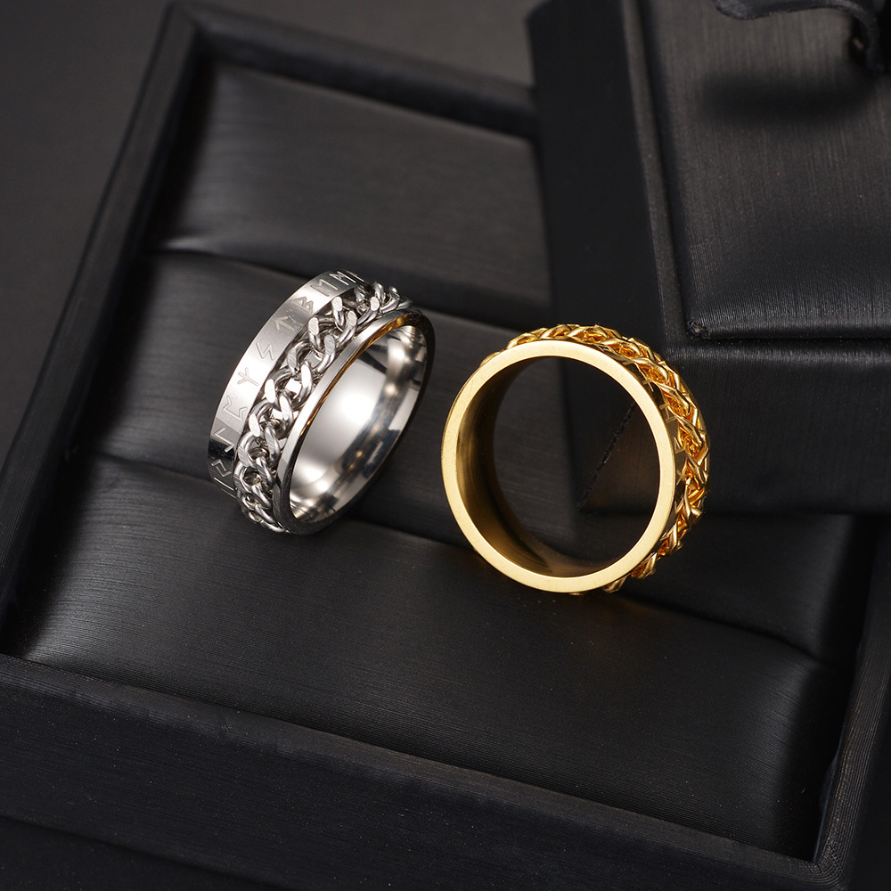 Rings Classification Daily Occasion Fashion Geometric 201 Stainless Steel Chain Gold Plated Men'S Rings