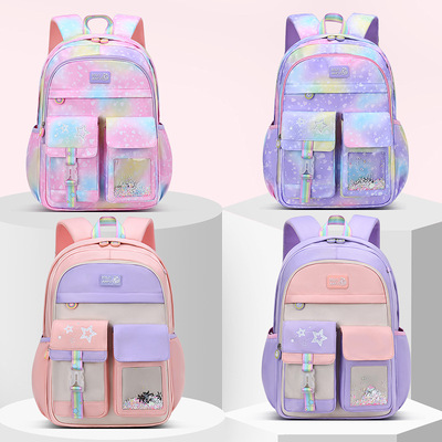 2022 new pattern pupil schoolbag lovely Spinal Gradient Backpack Water splashing children knapsack factory wholesale