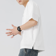 鲲海鹏云日系男装夏季重磅短袖t恤oversize宽松纯色打底男女上衣